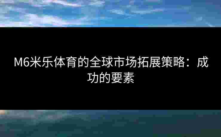 M6米乐体育的全球市场拓展策略：成功的要素